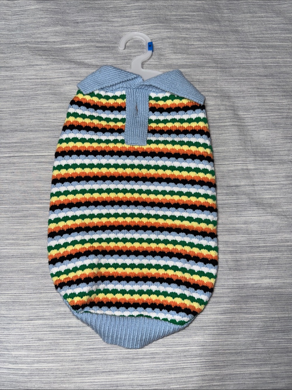Striped Knit Pet Dog Sweater Top Preppy Grandpa Style Striped Scallop Sz Medium